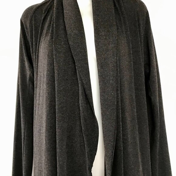HAZEL Women's Long Dark Grey, Shall/Waterfall Sweater Cardigan, long sleeve sz S - Picture 4 of 15